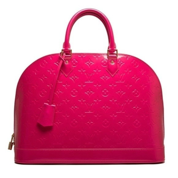 Louis Vuitton Pink Rose Indian Raspberry Leather Monogram Vernis Alma GM - Picture 4 of 17